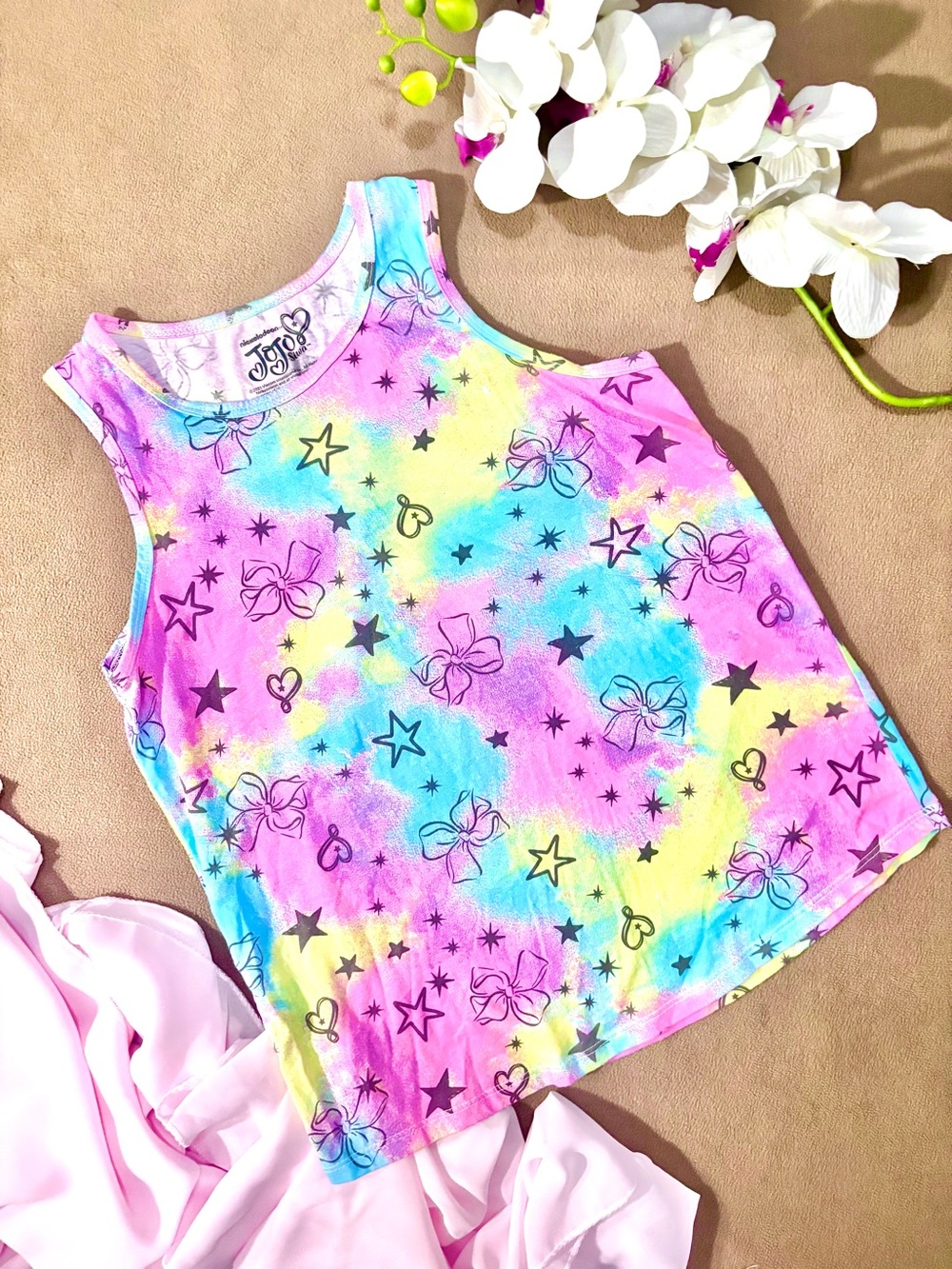 JoJo Siwa Pastel Tie‑Dye Bow Tank Top – Girls XL 14/16